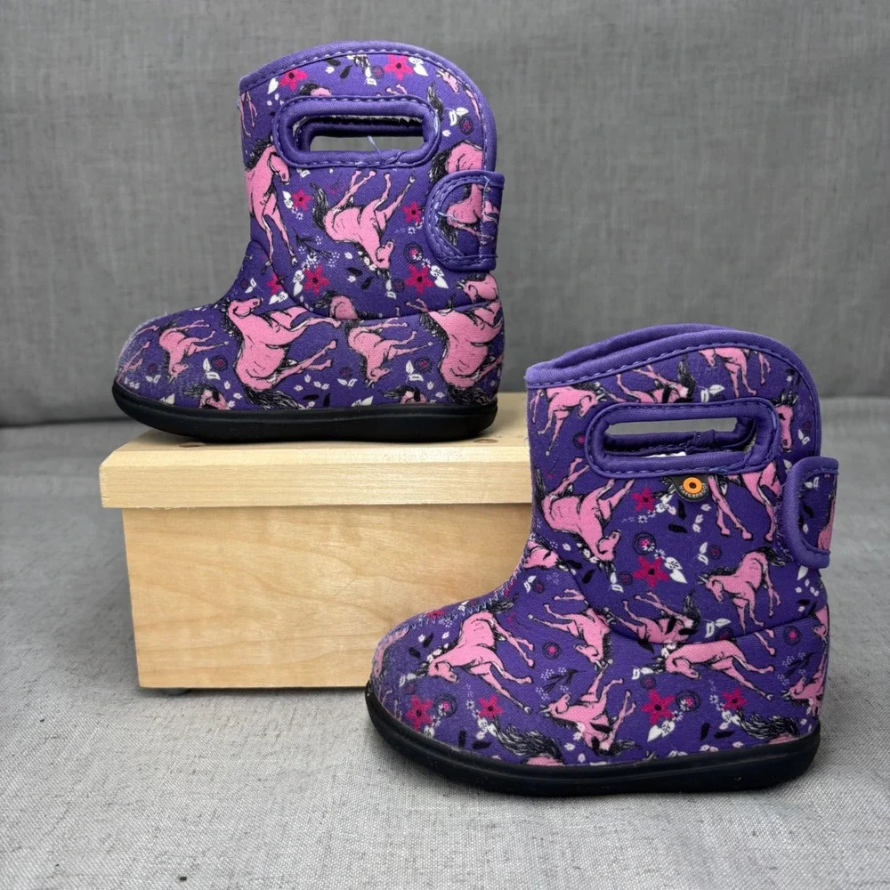 Bogs Baby Unicorn Purple Waterproof Insulated Winter Snow Boots Toddler Size 6